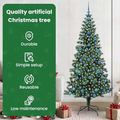 VidaXL Kunstmatig voorverlicht kerstboom groen 210 cm pvc en metaal VidaXL Kunstmatig voorverlicht kerstboom groen 210 cm pvc en metaal