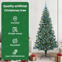 VidaXL Kunstmatig voorverlicht kerstboom groen 210 cm pvc en metaal - thumbnail