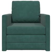Vloerslaapbank met kussen Donkergroen 74 x 77 x 81 cm Fluweel - thumbnail