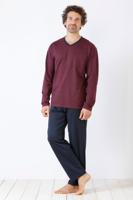 Rode herenpyjama Hajo met blauwe broek - thumbnail