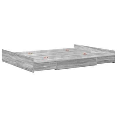 Opbergbedframe met lade Grijs sonoma 135 x 190 cm Bewerkt hout