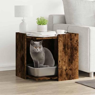 VidaXL Kattenbakkast 53x53x51 cm bewerkt hout gerookt eikenkleurig