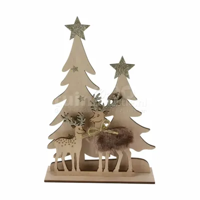 Kerstboom met Rendieren 30cm Assorti 1st Kerstboom met Rendieren 30cm Assorti 1st