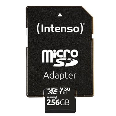 Intenso Professional miniSDXC-kaart Retail 256 GB Class 10, UHS-I U3, v30 Video Speed Class Watervast, Temperatuurbestendig