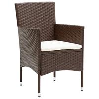 3-delige Bistroset poly rattan en gehard glas bruin - thumbnail