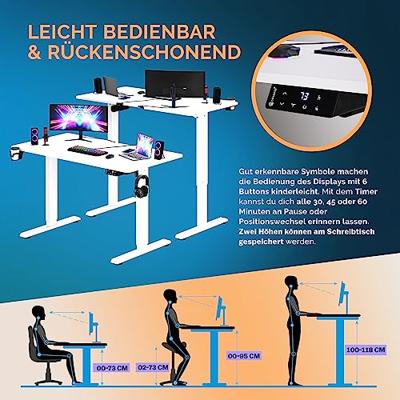 Zit Sta Bureau In hoogte verstelbaar - Wit 110x60x73-118cm - thumbnail