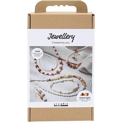 Creativ Company Hobbyset sieraden, beige, burnt orange, wit parelmoer, 1 doos