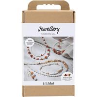 Creativ Company Hobbyset sieraden, beige, burnt orange, wit parelmoer, 1 doos - thumbnail