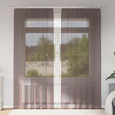 VidaXL Gordijnen voile met roedezakken 2 st bruin VidaXL Gordijnen voile met roedezakken 2 st bruin