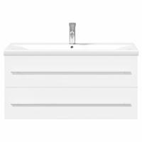 Wastafelkast met ingebouwde wasbak wit - thumbnail