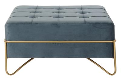 Kruk DKD Home Decor Schuim Blauw Gouden Metaal Polyester Fluweel Hout MDF (80 x 80 x 42 cm)