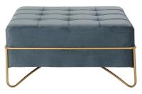 Kruk DKD Home Decor Schuim Blauw Gouden Metaal Polyester Fluweel Hout MDF (80 x 80 x 42 cm) - thumbnail