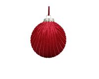 Kerstbal 8 cm ossenbloed rechte streep - thumbnail