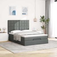 Ottoman bed met matras 140x200cm stof donkergrijs - thumbnail