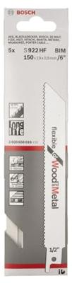 Bosch Professional S922HF Reciprozaagblad 150mm Flexible for Wood and Metal VE=5 - 2608656016