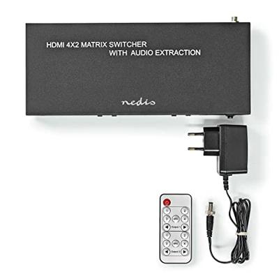 Nedis VMAT3482AT Hdmi™ Matrix-switch 2 X 4 Poort(en) 4x Hdmi™ Input 1x Optisch S/pdif / 2x 3,5 Mm / 2x Hdmi™ Output 4k@60hz 18 Gbps Afstandbestuurbaar Metaal Antraciet - thumbnail