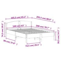 Bedframe zonder matras massief grenenhout 160x200 cm - thumbnail