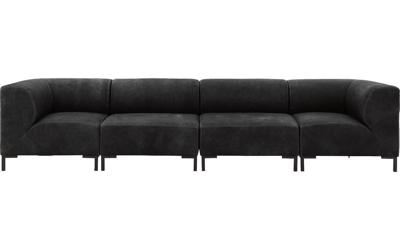 Goossens Excellent Bank Marshall zwart, leer, 2 x 1,5-zits, urban industrieel