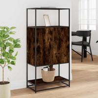 Hoge kast 68x35x139cm bewerkt hout en metaal gerookt eikenkleur - thumbnail