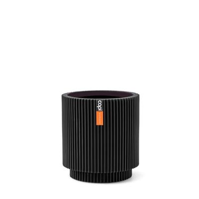 Vaas cilinder groove d15h17cm zwart - thumbnail