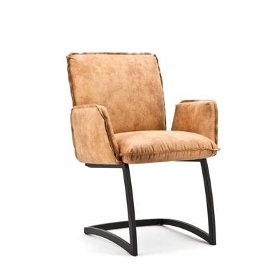 Sohome Eetkamerstoel 'Harald' Eco-leder met metaal, kleur cognac Sohome Eetkamerstoel 'Harald' Eco-leder met metaal, kleur cognac