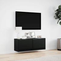 Tv-wandmeubel met LED-verlichting 100x31x35 cm zwart - thumbnail