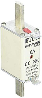 Eaton 6NHG0B NH-zekering Met mechanische beveiligingsweergave Afmeting zekering : 0 6 A 500 V 3 stuk(s)