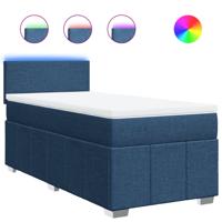 Boxspring met matras stof blauw 140x200 cm - thumbnail