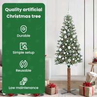 VidaXL Slanke kerstboom groen 180 cm pvc en massief dennenhout - thumbnail