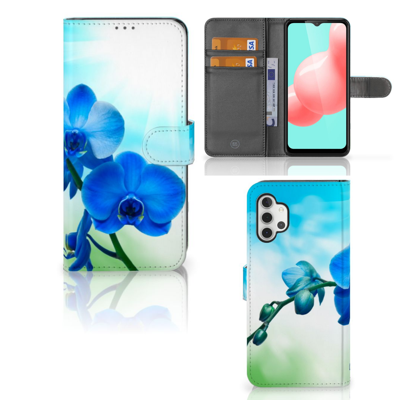 Samsung Galaxy A32 5G Hoesje Orchidee Blauw - Cadeau voor je Moeder Samsung Galaxy A32 5G Hoesje Orchidee Blauw - Cadeau voor je Moeder