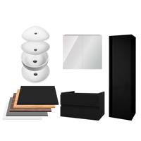 Badkamermeubelset BWS Sally 100 cm Twee Soft-Close Lades Met Waskom Mat Zwart - thumbnail