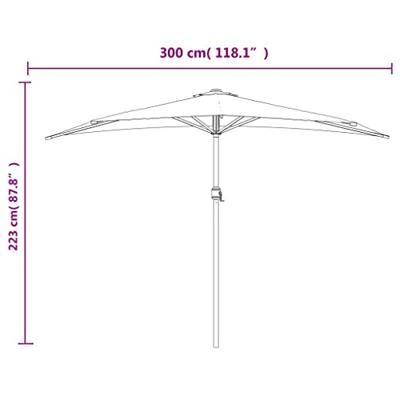 VidaXL Balkonparasol half met aluminium paal 300x155x223 cm zwart - thumbnail