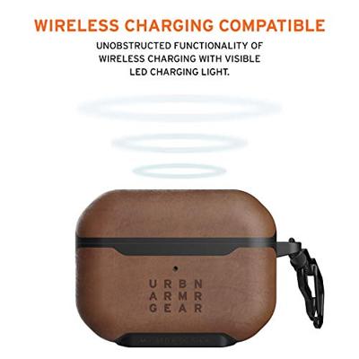 Urban Armor Gear Metropolis Case Beschermhoes voor Apple Airpods Pro (compatibel met draadloos opladen, valbescherming volgens militaire normen, karabijnhaak) - ARMR leer bruin
