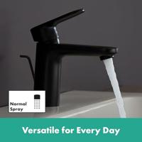 Hansgrohe Wastafelmengkraan Vernis Blend 100 Eengreeps Met Trekwaste Mat Zwart - thumbnail