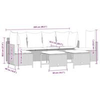 5-delige Loungeset met kussens poly rattan bruin - thumbnail