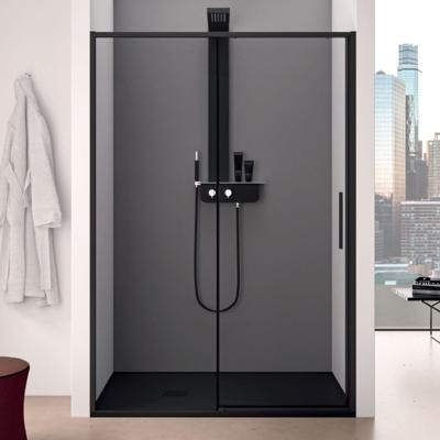 Schuifdeur Lacus Torcello Tweedelig Helder Glas 130x200 cm Aluminium Profiel Zwart Lacus Schuifdeur Lacus Torcello Tweedelig Helder Glas 130x200 cm Aluminium Profiel Zwart Lacus