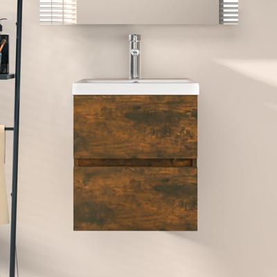 Wastafelkast 41x38,5x45 cm bewerkt hout gerookt eikenkleurig Wastafelkast 41x38,5x45 cm bewerkt hout gerookt eikenkleurig