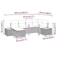 6-delige tuinsofa set met kussens in beige van poly rattan en acacia - thumbnail