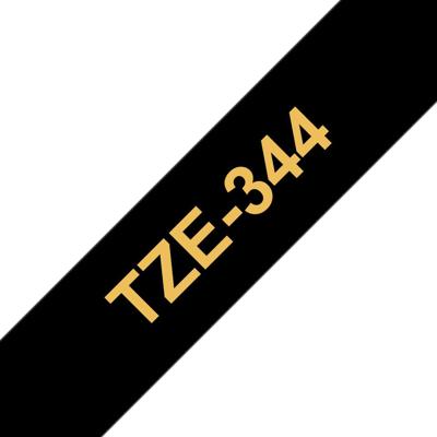 Labeltape Brother TZe, TZ TZe-344 PET Tapekleur: Zwart Tekstkleur:Goud 18 mm 8 m Labeltape Brother TZe, TZ TZe-344 PET Tapekleur: Zwart Tekstkleur:Goud 18 mm 8 m