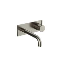 Inbouw Wastafelkraan Met Achterplaat Hotbath Cobber 18cm Gebogen Uitloop 1-Hendel Geborsteld Nikkel - thumbnail