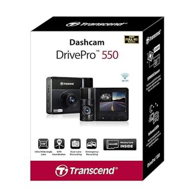 Transcend DrivePro 550B Dashcam met GPS Kijkhoek horizontaal (max.): 150 ° 12 V, 24 V WiFi, Accu, Cabinecamera