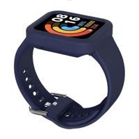 By Qubix - Siliconen band met case - Donkerblauw - Xiaomi Redmi Watch 2 (Lite) - thumbnail