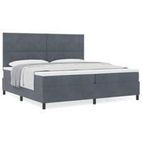 Boxspring bed met matras Donkergrijs 200 x 200 cm Fluweel - thumbnail