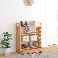 VidaXL Schoenenrek met lade 70x27x81 cm massief walnotenhout - thumbnail