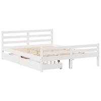 Bedframe zonder matras massief grenenhout wit 140x200 cm - thumbnail