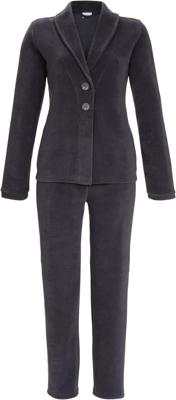 Chique fleece doorknooppyjama grijs