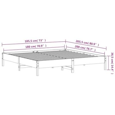 Bedframe massief grenenhout wit 180x200 cm