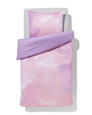 HEMA Kinderdekbedovertrek 140x200cm zacht katoen wolken (lila)