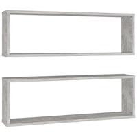 VidaXL Wandschappen kubus 2 st 80x15x26,5 cm bewerkt hout betongrijs - thumbnail