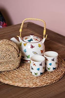 Clayre & Eef Onderzetters voor Glazen Ø 12 cm Bruin Zeegras Rond